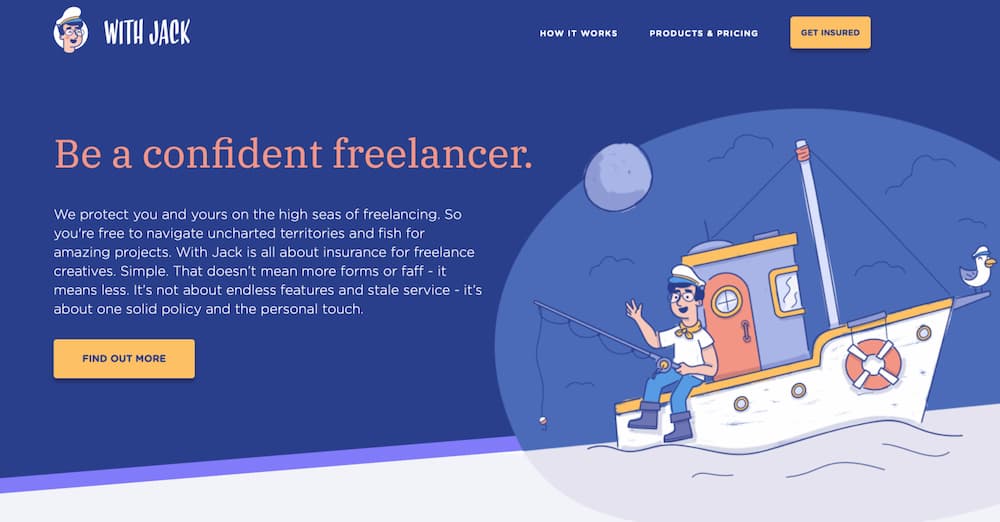 Die neue Hero Section der Homepage von With Jack spricht die Bedürfnisse von Freelancern direkt an: mit Selbstvertrauen arbeiten zu können — „Be a confident freelancer“.